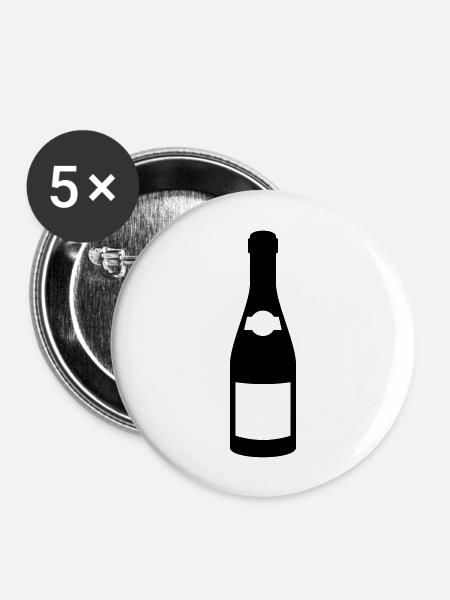 Sekt - Buttons groß 56 mm (5er Pack) - Weiß