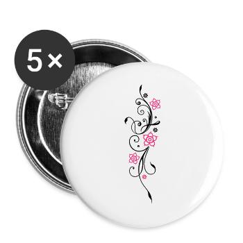 Belle fleurs en filigrane. Élément floral. - Lot de 5 grands badges (56 mm) - blanc - Devant