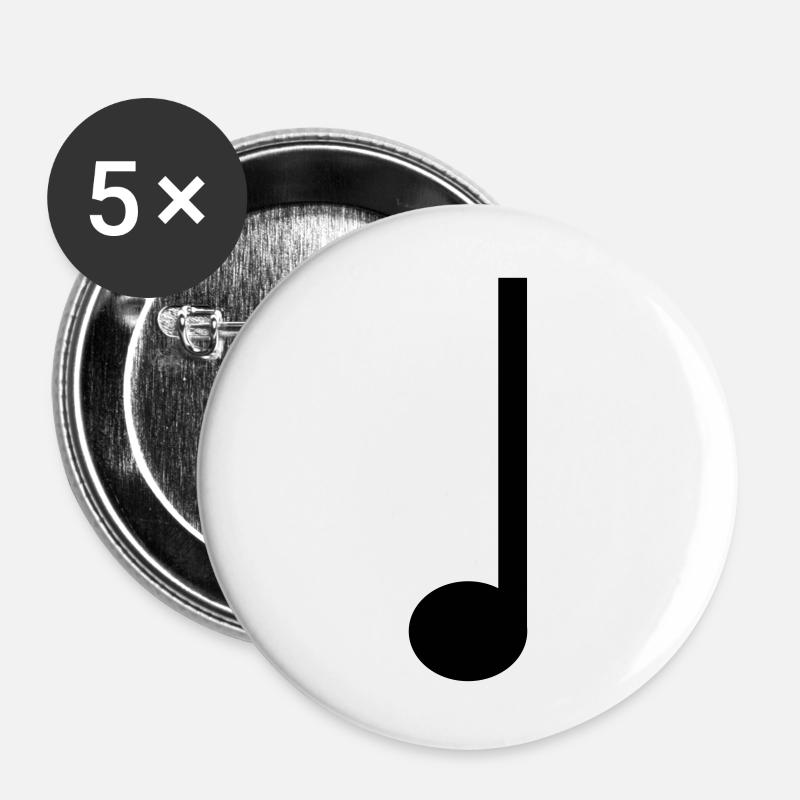 Quarter note music - Buttons large 2.2''/56 mm (5-pack) - white