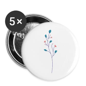 Flower Blume Pflanze - Buttons groß 56 mm (5er Pack) - Weiß - Vorne