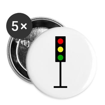 Ampel Design rot gelb grün - Buttons groß 56 mm (5er Pack) - Weiß - Vorne