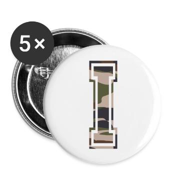 I, Monogram, Camouflage Green-Brown - Buttons large 2.2''/56 mm (5-pack) - white - Front