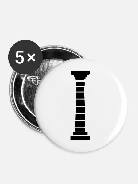 Griechische Säule - Buttons groß 56 mm (5er Pack) - Weiß