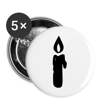Bougie - Lot de 5 grands badges (56 mm) - blanc - Devant