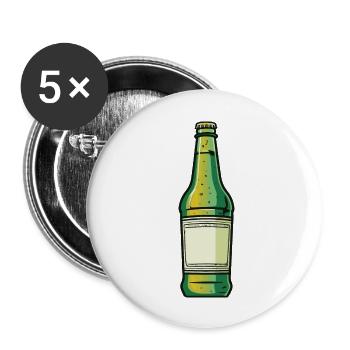 bouteille de bière icône de consommation de bière - Lot de 5 grands badges (56 mm) - blanc - Devant