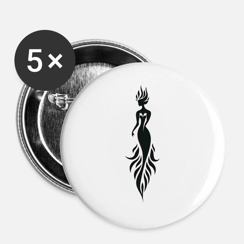 Mystic Fire Mermaid - Buttons large 2.2''/56 mm (5-pack) - white