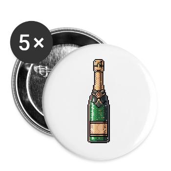 PixelChampagne Flasche Retro - Lot de 5 grands badges (56 mm) - blanc - Devant