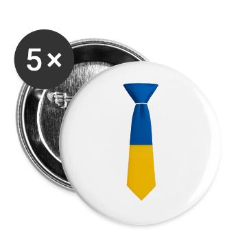 Blau-gelber Farbblock bindet - Buttons groß 56 mm (5er Pack) - Weiß - Vorne