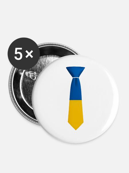 Blau-gelber Farbblock bindet - Buttons groß 56 mm (5er Pack) - Weiß