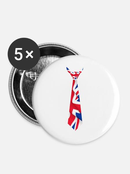Vereinigtes Königreich Krawatte – Flaggendesign - Buttons groß 56 mm (5er Pack) - Weiß