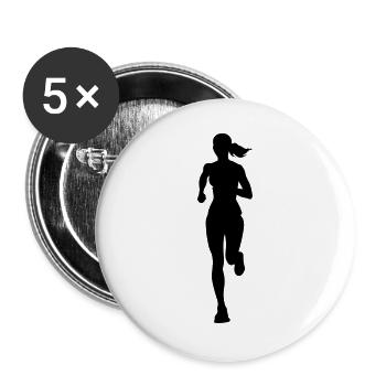 Marathon Runner Woman Running Silhouette - Buttons large 2.2''/56 mm (5-pack) - white - Front