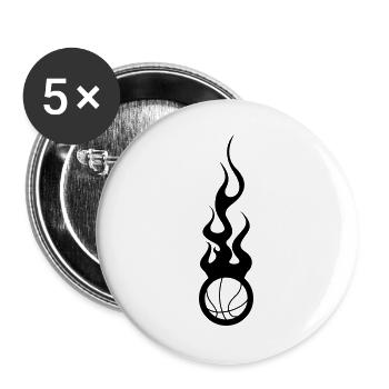 Basket Ball / Basketball / Basktet-Ball / Sport - Lot de 5 grands badges (56 mm) - blanc - Devant
