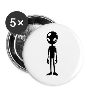 Alien Außerirdischer - Buttons groß 56 mm (5er Pack) - Weiß - Vorne
