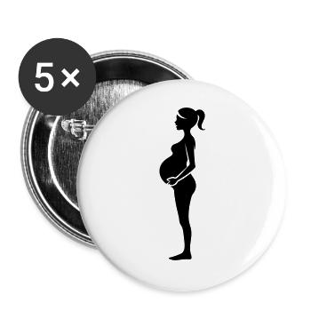 Frau Schwanger - Buttons groß 56 mm (5er Pack) - Weiß - Vorne