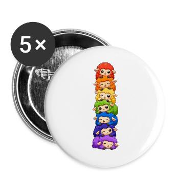 Rainbow Sheep Pride Kawaii Cute Lgbtq Stack - Buttons large 2.2''/56 mm (5-pack) - white - Front