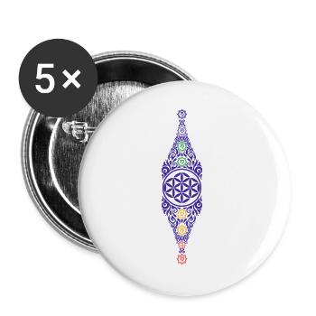 Spiritualität Meditation Heilige Geometrie Lotus - Buttons groß 56 mm (5er Pack) - Weiß - Vorne