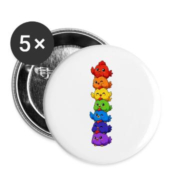  Rainbow Pride Chickens Gestapelt, Süßer Lgbtq - Buttons groß 56 mm (5er Pack) - Weiß - Vorne