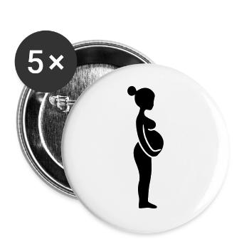 Schwangere Frau - Buttons groß 56 mm (5er Pack) - Weiß - Vorne
