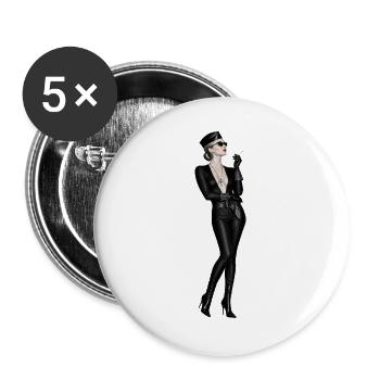 TÖDLICHE VERFÜHRERIN - Buttons groß 56 mm (5er Pack) - Weiß - Vorne