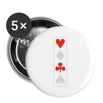 poker vertical - Lot de 5 grands badges (56 mm) - blanc - Devant
