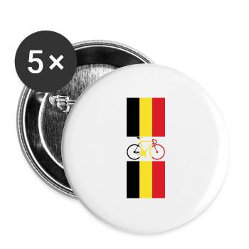 Drapeau de cycliste belge cycliste vélo belgique - Lot de 5 grands badges (56 mm) - blanc - Devant