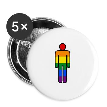 LGBT Regenbogen Person - Buttons groß 56 mm (5er Pack) - Weiß - Vorne