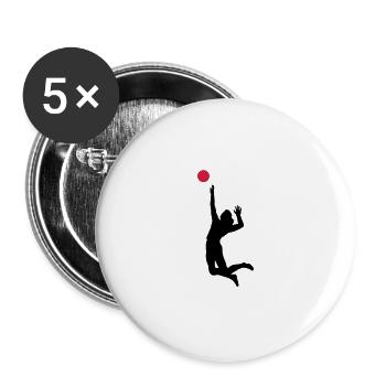 Volleyball - Buttons groß 56 mm (5er Pack) - Weiß - Vorne