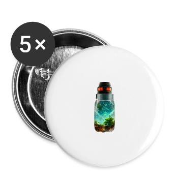 Bouteille Nature - Lot de 5 grands badges (56 mm) - blanc - Devant
