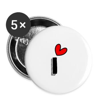 1. 1 AN. 1er ANNIVERSAIRE. ANNIVERSAIRE 1 AN. UN - Lot de 5 grands badges (56 mm) - blanc - Devant