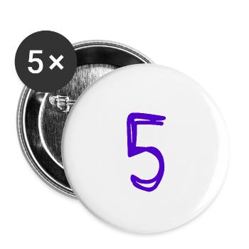 5 YEARS. 5TH ANNIVERSARY. BIRTHDAY 5 YEARS. 5 - Buttons large 2.2''/56 mm (5-pack) - white - Front