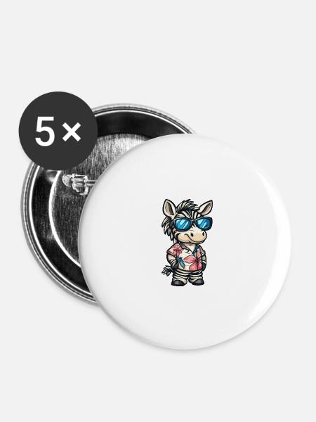 Zebra Comic Cool Sommer - Buttons groß 56 mm (5er Pack) - Weiß
