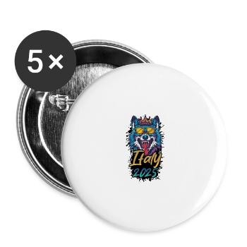 Italien 2025 Party Wolf - Buttons groß 56 mm (5er Pack) - Weiß - Vorne