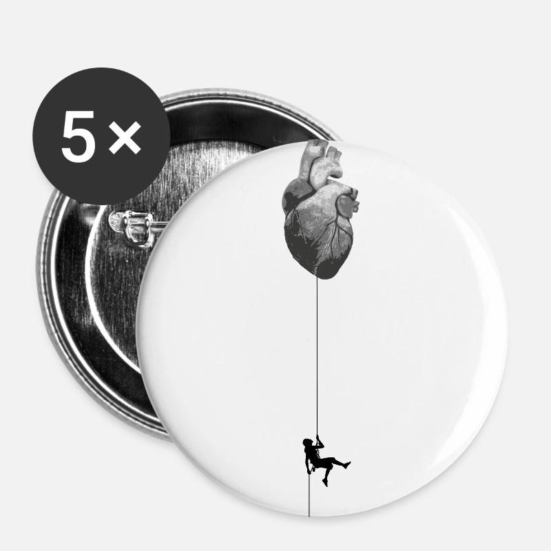 From the heart - From the heart - Buttons large 2.2''/56 mm (5-pack) - white