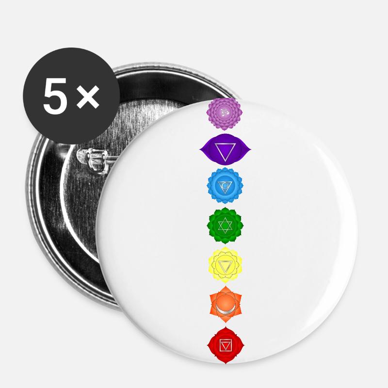 Chakra symbols - Buttons large 2.2''/56 mm (5-pack) - white
