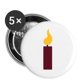1. Geburtstag - Kerze - Buttons groß 56 mm (5er Pack) - Weiß - Vorne