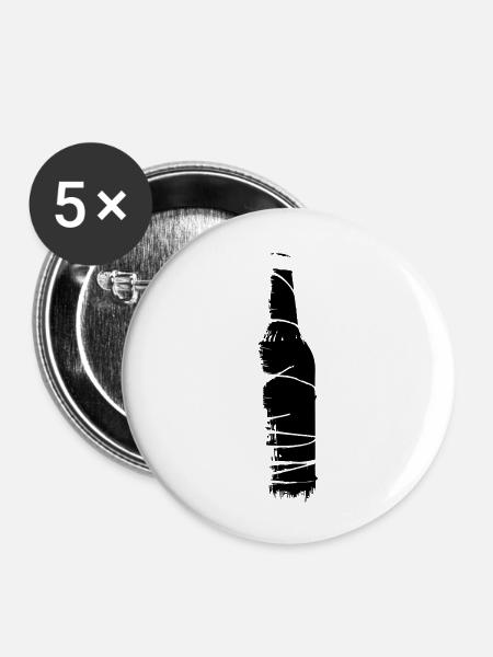 Bierflasche Draht - Buttons groß 56 mm (5er Pack) - Weiß