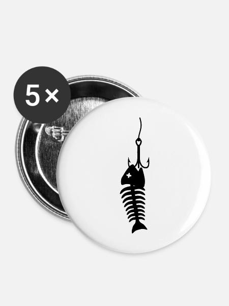 Fishing - Buttons groß 56 mm (5er Pack) - Weiß