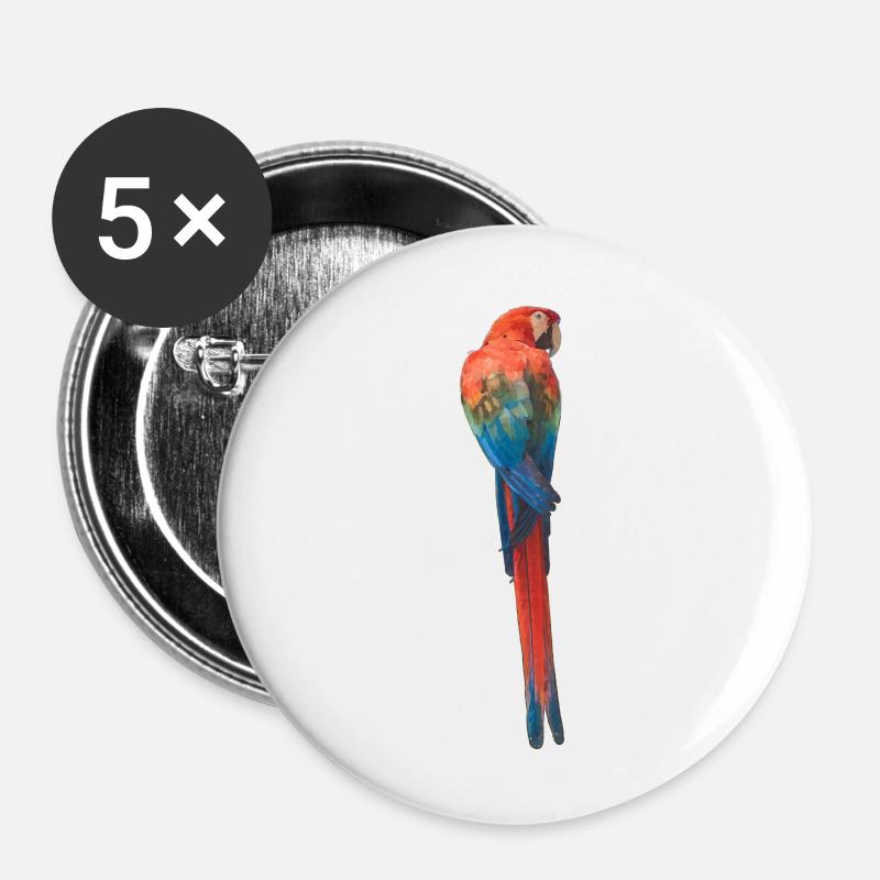Parrot painting - Buttons large 2.2''/56 mm (5-pack) - white