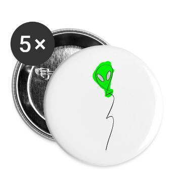 Außerirdischer - Buttons groß 56 mm (5er Pack) - Weiß - Vorne