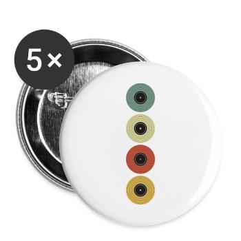 Vintage Retro Vinyl - Buttons groß 56 mm (5er Pack) - Weiß - Vorne