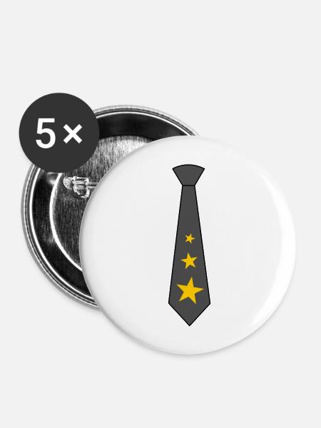 Tie with stars - Buttons large 2.2''/56 mm (5-pack) - white