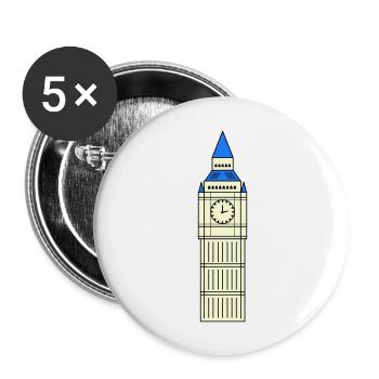 big ben design - Buttons groß 56 mm (5er Pack) - Weiß - Vorne