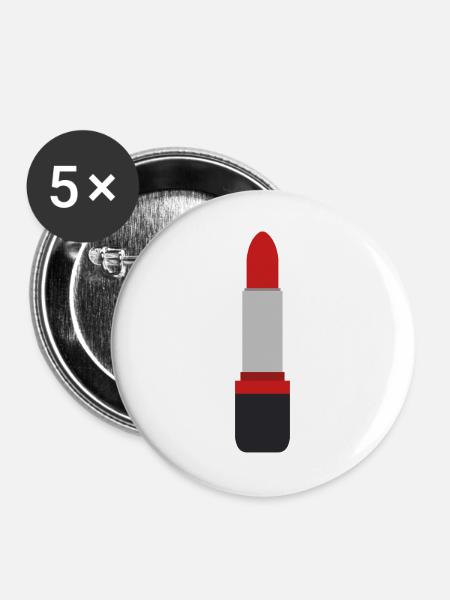 Lippenstift - Buttons groß 56 mm (5er Pack) - Weiß