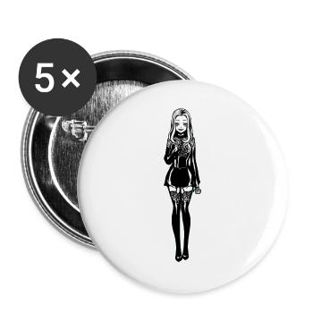 Gothic Frauenfigur Knochenmuster - Buttons groß 56 mm (5er Pack) - Weiß - Vorne