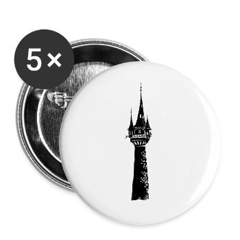 Märchen Turm - Buttons groß 56 mm (5er Pack) - Weiß - Vorne