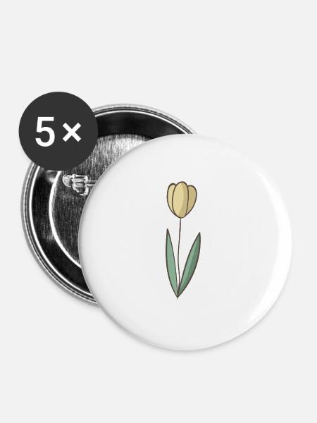 Tulpe - Buttons groß 56 mm (5er Pack) - Weiß