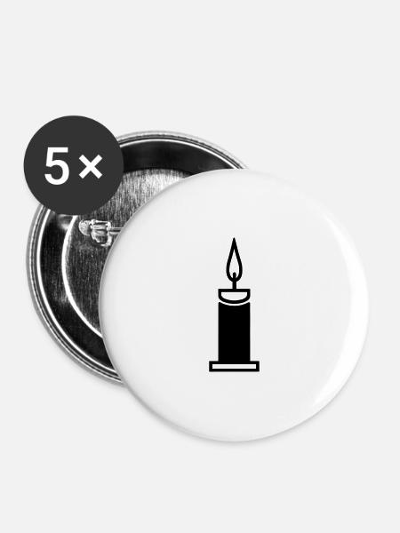 Kerze - Buttons groß 56 mm (5er Pack) - Weiß