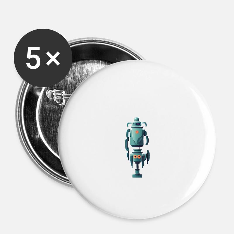 Robot standing in two parts - Buttons large 2.2''/56 mm (5-pack) - white