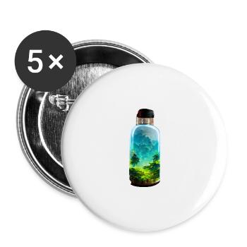 Bouteille avec une forêt - Lot de 5 grands badges (56 mm) - blanc - Devant