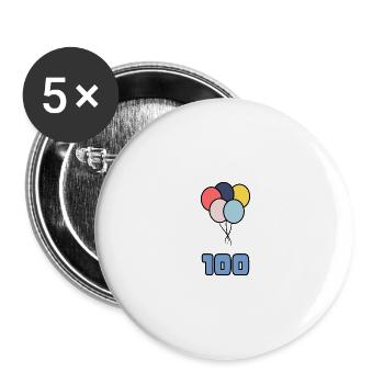100. 100 ANS. 100e ANNIVERSAIRE. ANNIVERSAIRE 100 - Lot de 5 grands badges (56 mm) - blanc - Devant